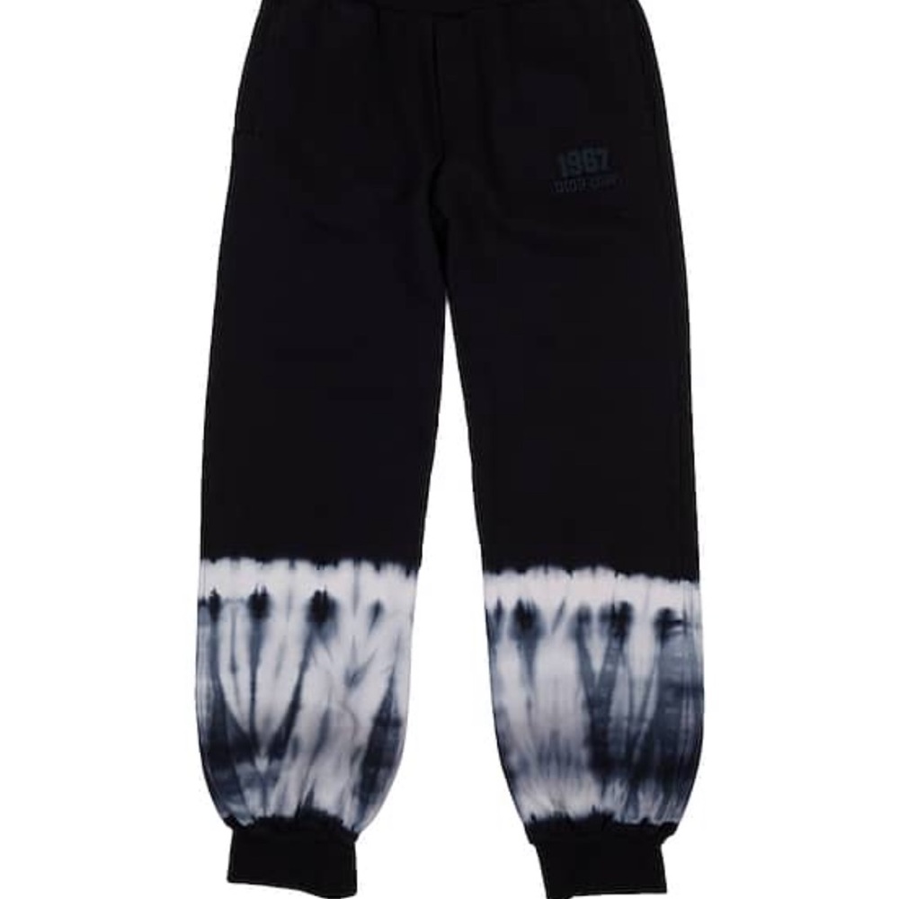 Dior Black Jogger Sweatpants with White Tie-Dye Hem